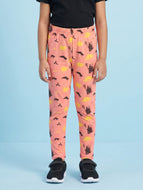 Kiddopanti Girls Cotton Spandex All Over Printed Legging - Coral / 3-4Y