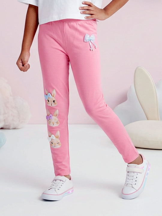 Kiddopanti Girls Cotton Spandex Printed Skinny Fit Ankle Length Leggings