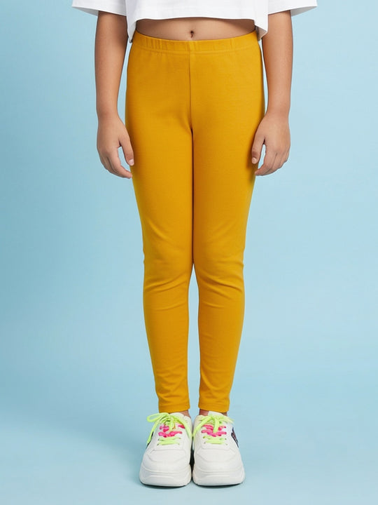Kiddopanti Girls Cotton Solid Ankle Length Legging