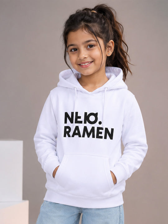 Kiddopanti Girls Cotton Fleece Full Sleeves Graphic Printed Hooded Sweatshirt