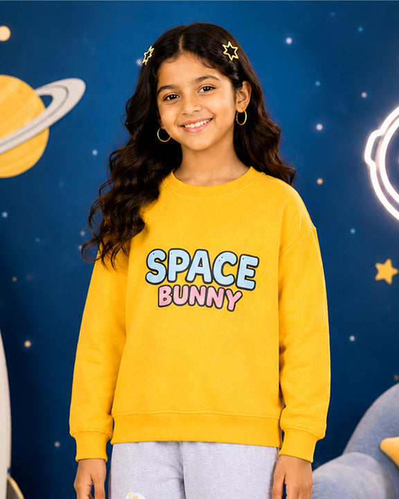 Kiddopanti Girls Fleece Full Sleeves Graphic Printed Sweatshirt