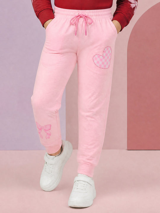 Kiddopanti Girls Cotton Fleece Graphic Printed Track Pant