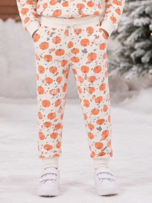 Kiddopanti Boys & Girls Cotton Knit Floral Printed Quilted Winter Jogger Track Pant