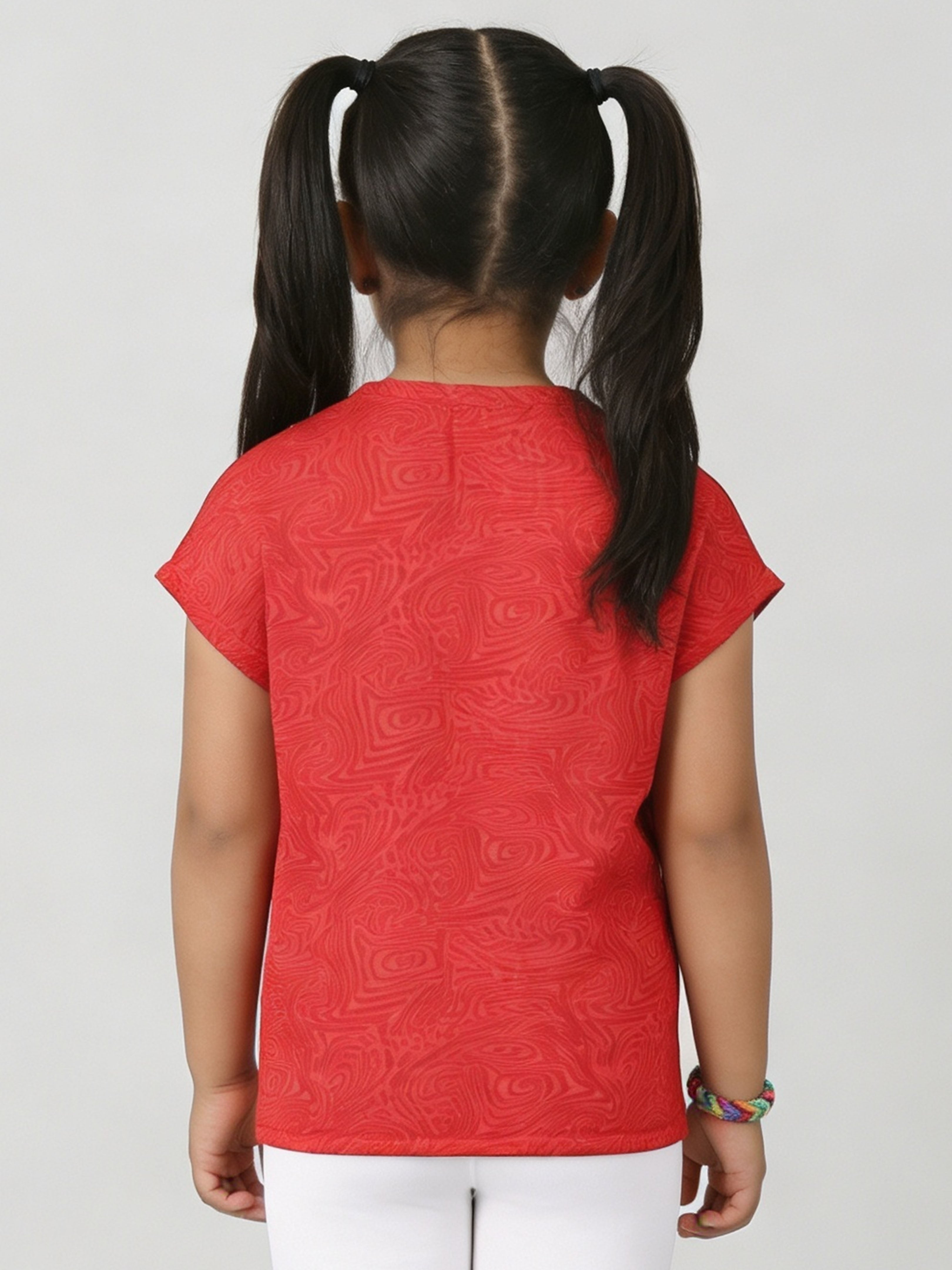 Kiddopanti Girls Half Sleeves Abstract Swirl Basic Sports T-Shirt