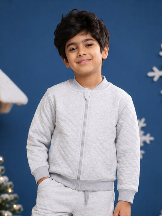 Kiddopanti Boys & Girls Cotton Knit Solid Quilted Winter Jacket
