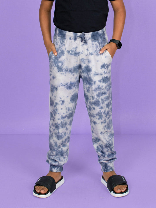 Kiddopanti Boys & Girls Cotton Knit Crumple Effect Tie and Dye Track Pant