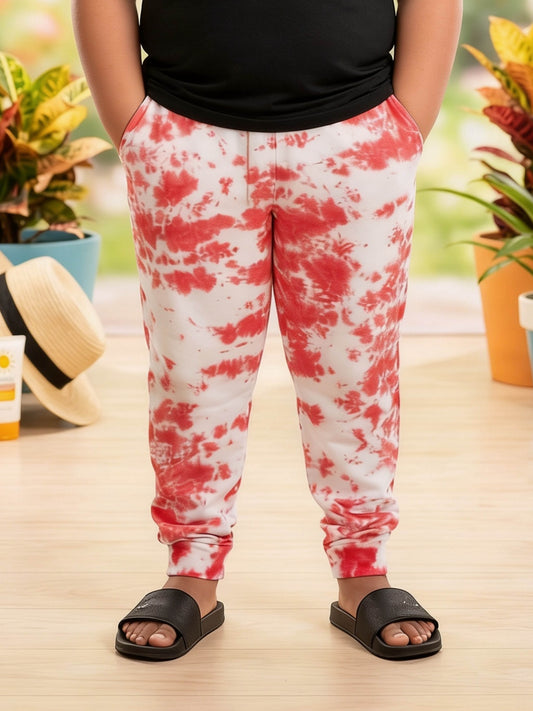 Kiddopanti Boys & Girls Cotton Knit Crumple Effect Tie and Dye Track Pant