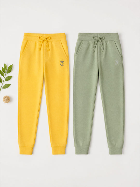 Kiddopanti Boys & Girls Cotton Knit Solid Track Pant Pack Of 2