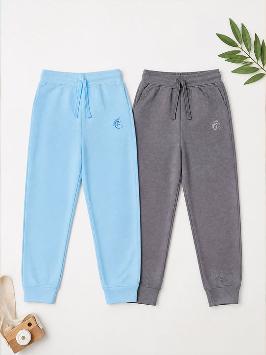 Kiddopanti Boys & Girls Cotton Knit Solid Track Pant Pack Of 2
