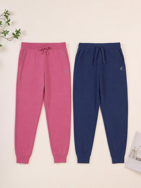 Kiddopanti Boys & Girls Cotton Knit Solid Track Pant Pack Of 2