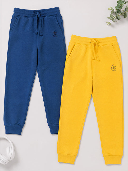 Kiddopanti Boys & Girls Cotton Knit Solid Track Pant Pack Of 2