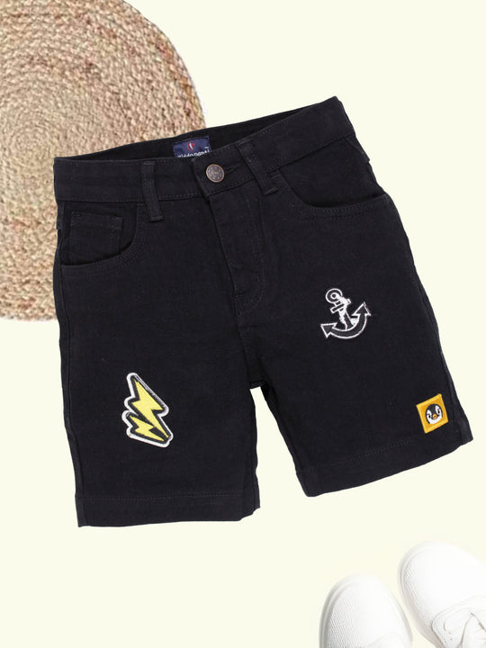 Boys Regular Multi Badge Denim Shorts
