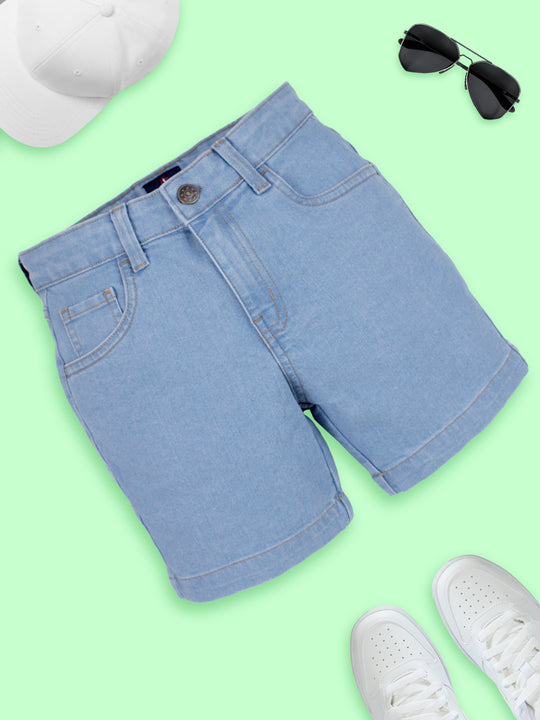 Boys Solid Denim Shorts