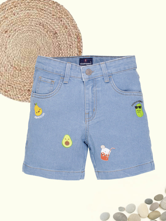 Boys Regular Multi Badge Denim Shorts