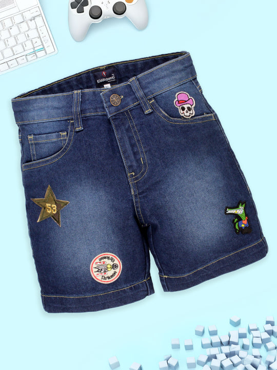 Boys Regular Multi Badge Denim Shorts