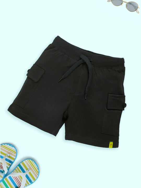 Boys Cotton Knee Length Basic Cargo Solid Shorts