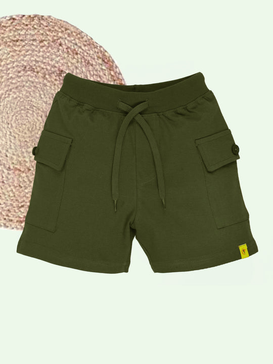 Boys Cotton Knee Length Basic Cargo Solid Shorts