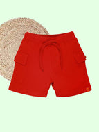 Kiddopanti Boys Cotton Knit Basic Cargo Knit Shorts - Red / 8-10Y