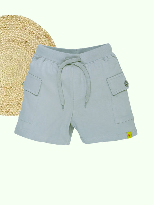 Boys Cotton Knee Length Basic Cargo Solid Shorts