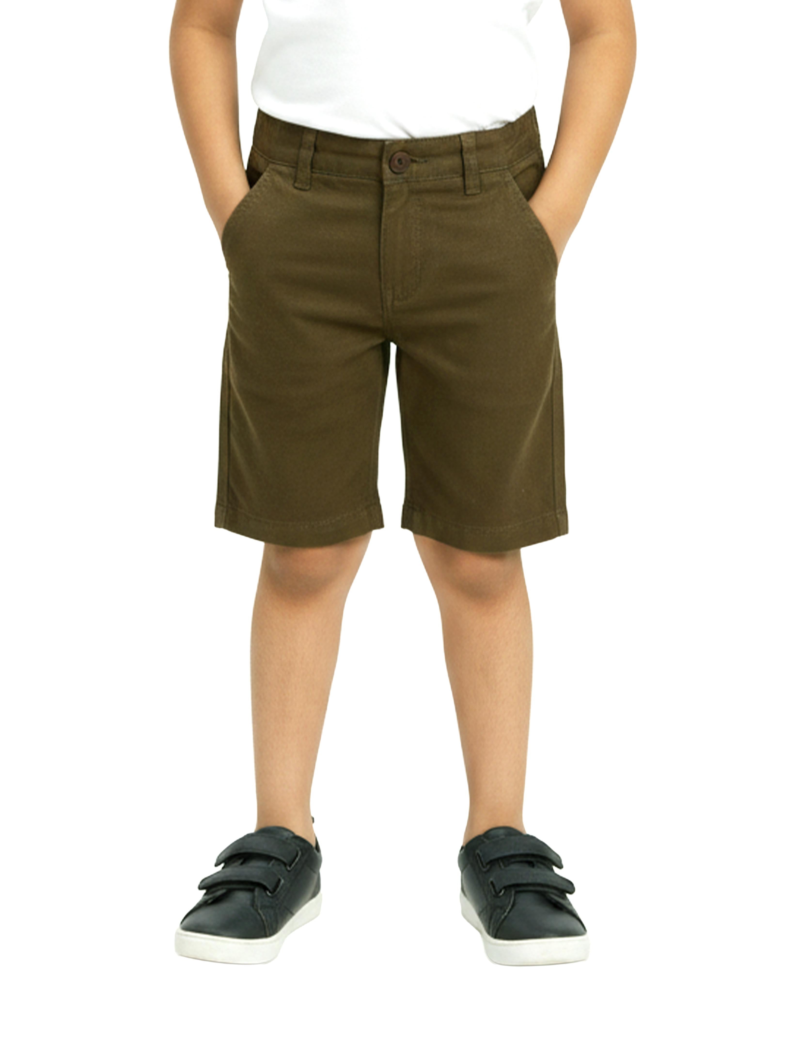 Kiddopanti Boys 100% Cotton Solid Above Knee Length  Formal Shorts