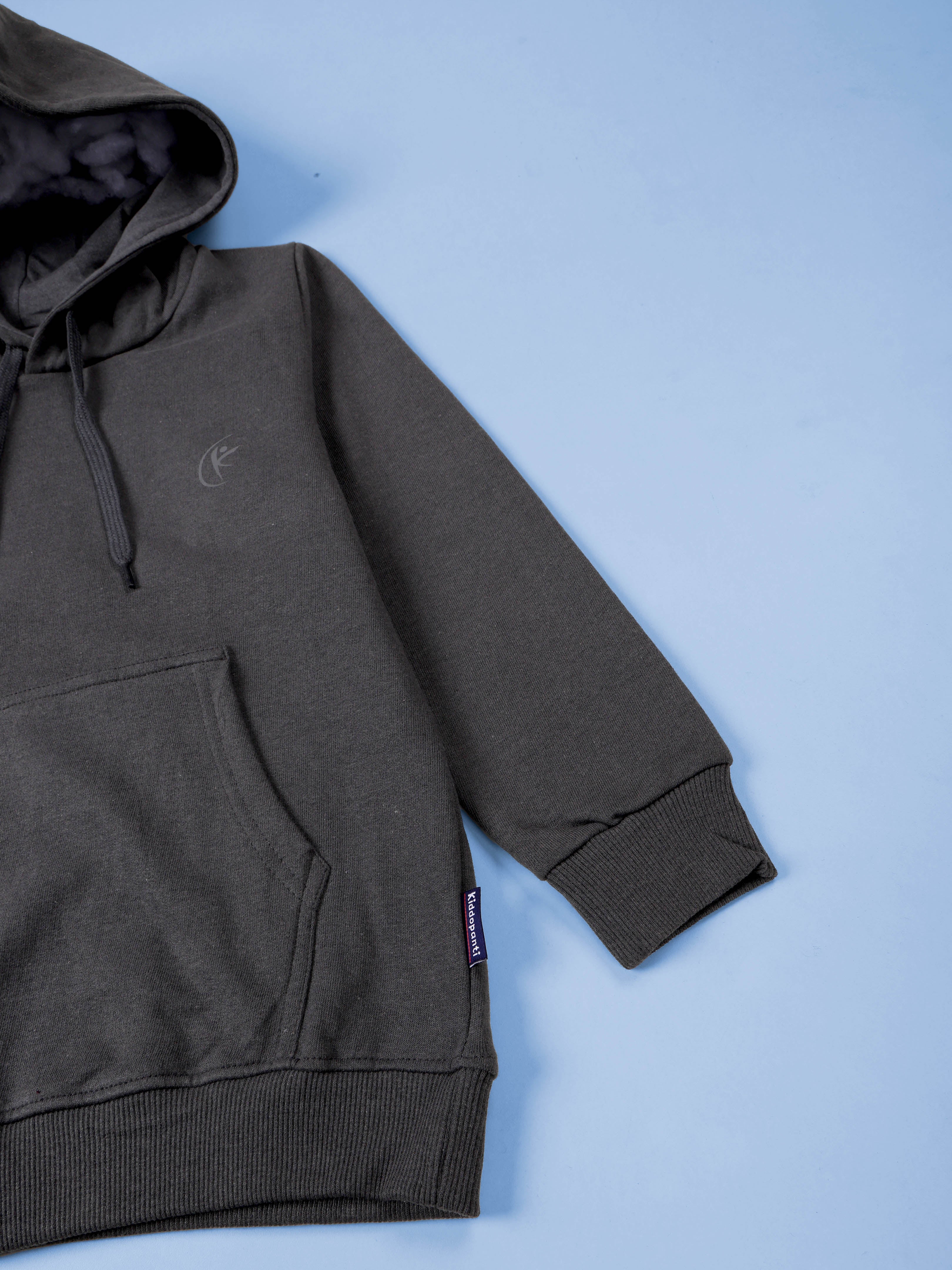 Kiddopanti Unisex Solid Full Sleeve Hooded Pullover Sweatshirt