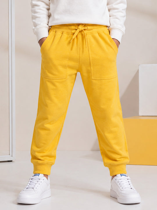 Kiddopanti Boys Cotton Fleece Solid Track Pant