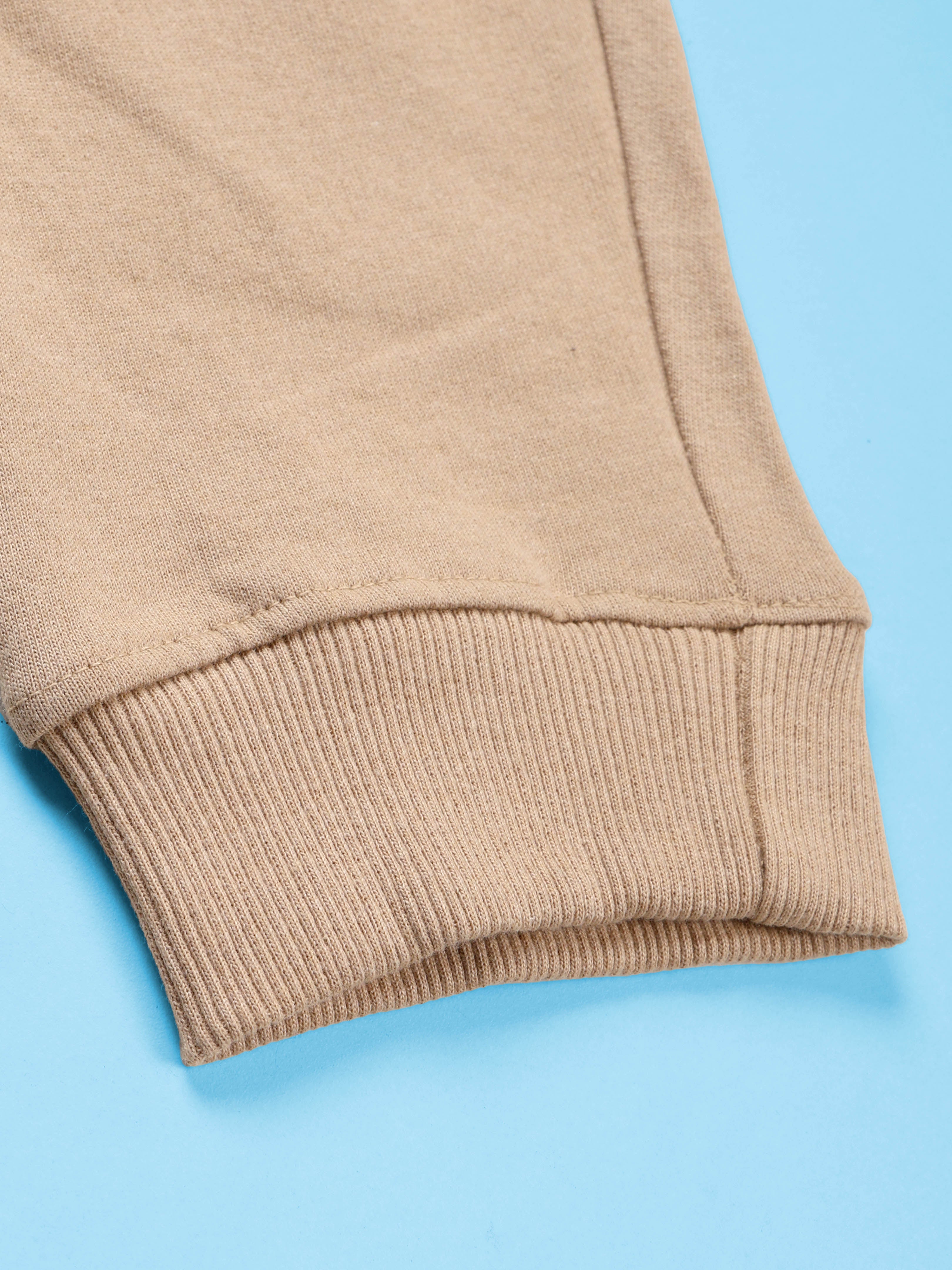 Kiddopanti Boys Cotton Fleece Solid Cargo Track Pant Joggers