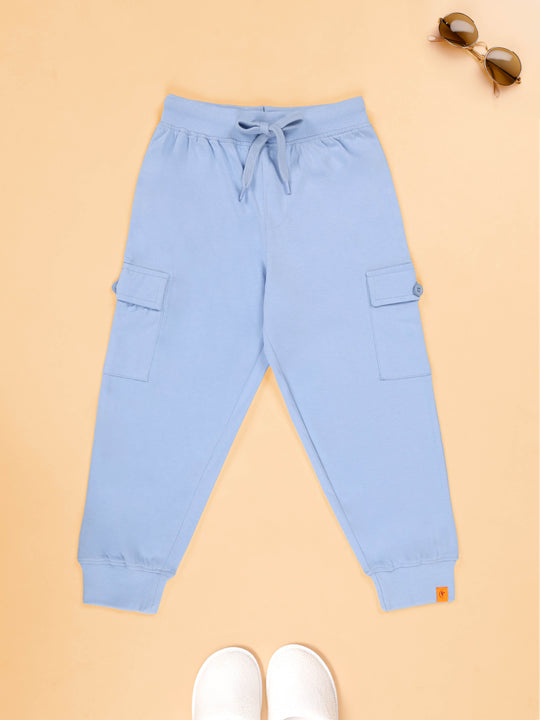 KiddoPanti Boys 100% Cotton Knit Cargo Jogger Track Pants
