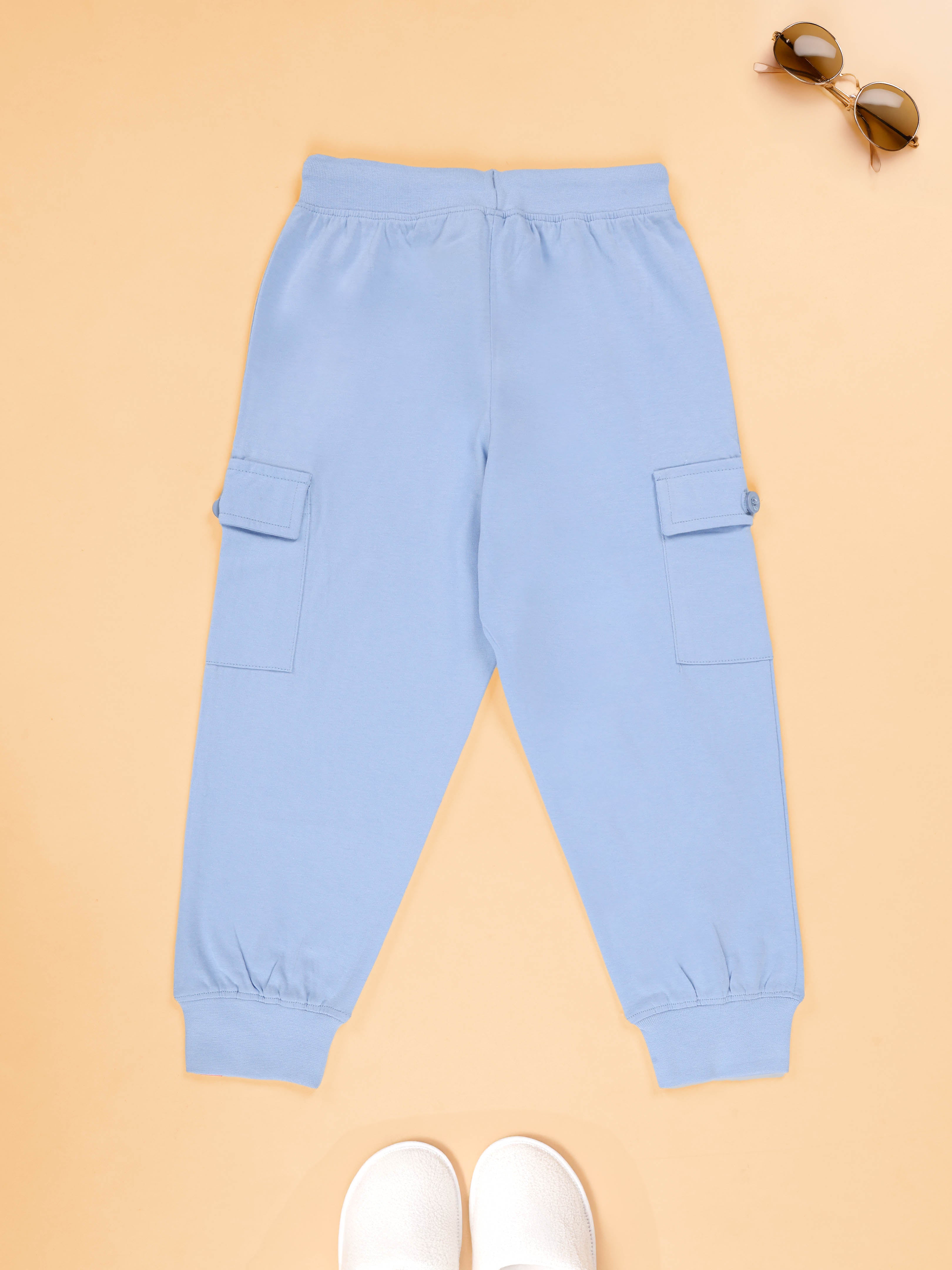 KiddoPanti Boys 100% Cotton Knit Cargo Jogger Track Pants