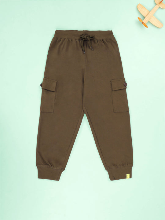 KiddoPanti Boys 100% Cotton Knit Cargo Jogger Track Pants