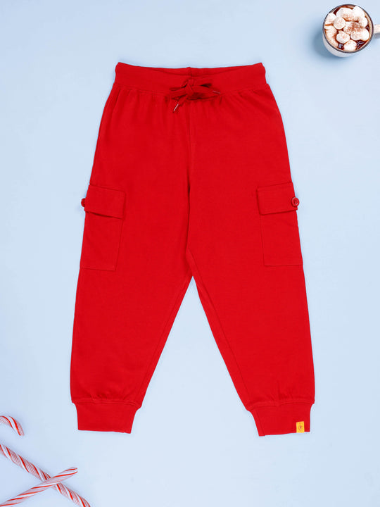 KiddoPanti Boys 100% Cotton Knit Cargo Jogger Track Pants