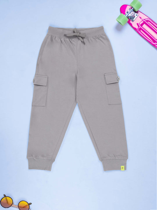 KiddoPanti Boys 100% Cotton Knit Cargo Jogger Track Pants