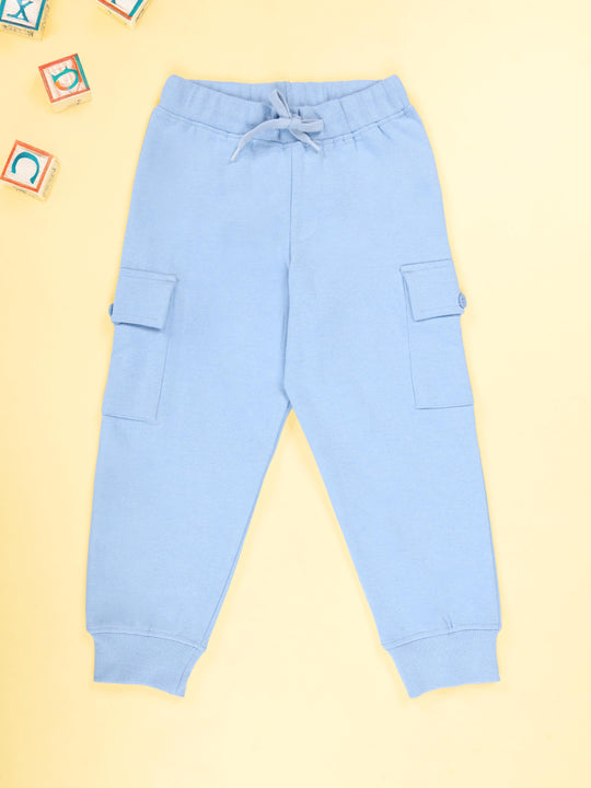 Kiddopanti Boys Fleece  Ribbed Cuffs Cargo Pocket Track Pants