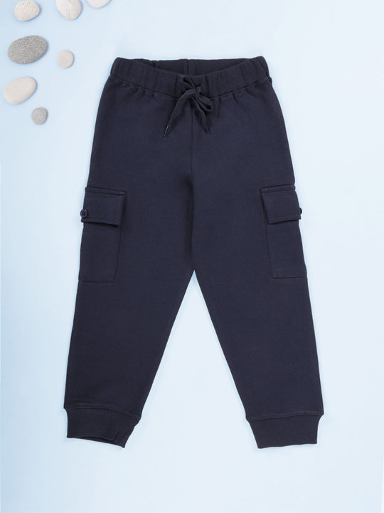 KiddoPanti Boys Fleece Joggers Cargo Pocket Track Pants with Ribbed Cuffs