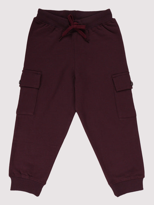 Kiddopanti Boys Fleece  Ribbed Cuffs Cargo Pocket Track Pants