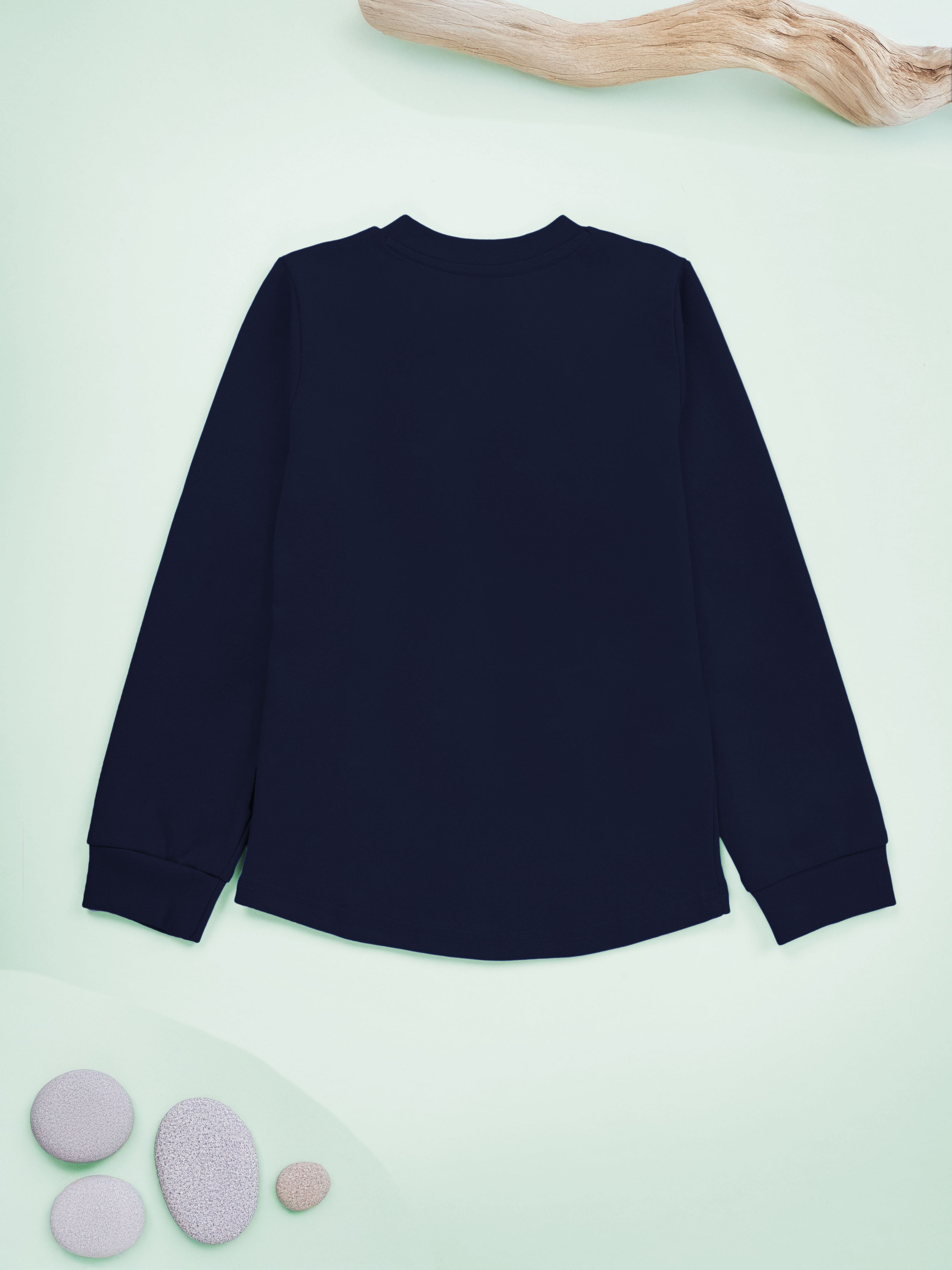 Solid Full Sleeve Henley Neck Rib Tee