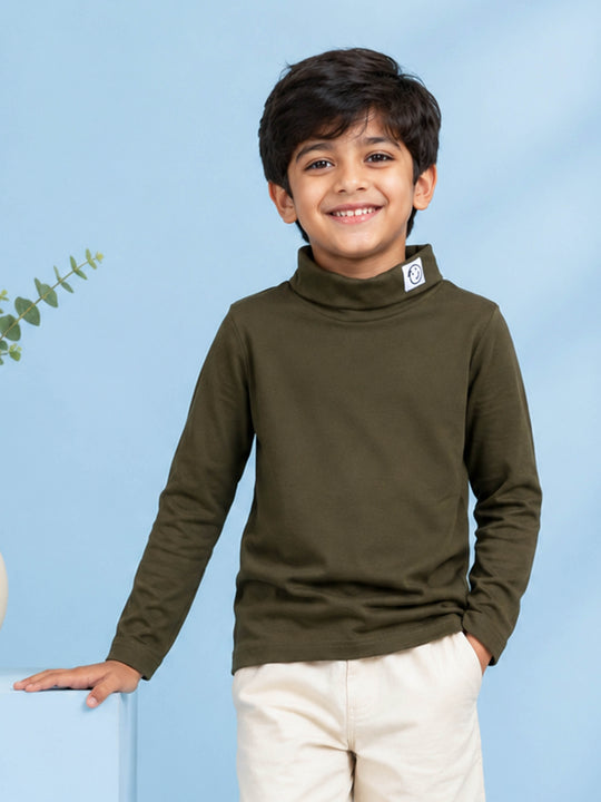 Kiddopanti Boys & Girls Cotton Full Sleeve T Shirt With Smiley Patch