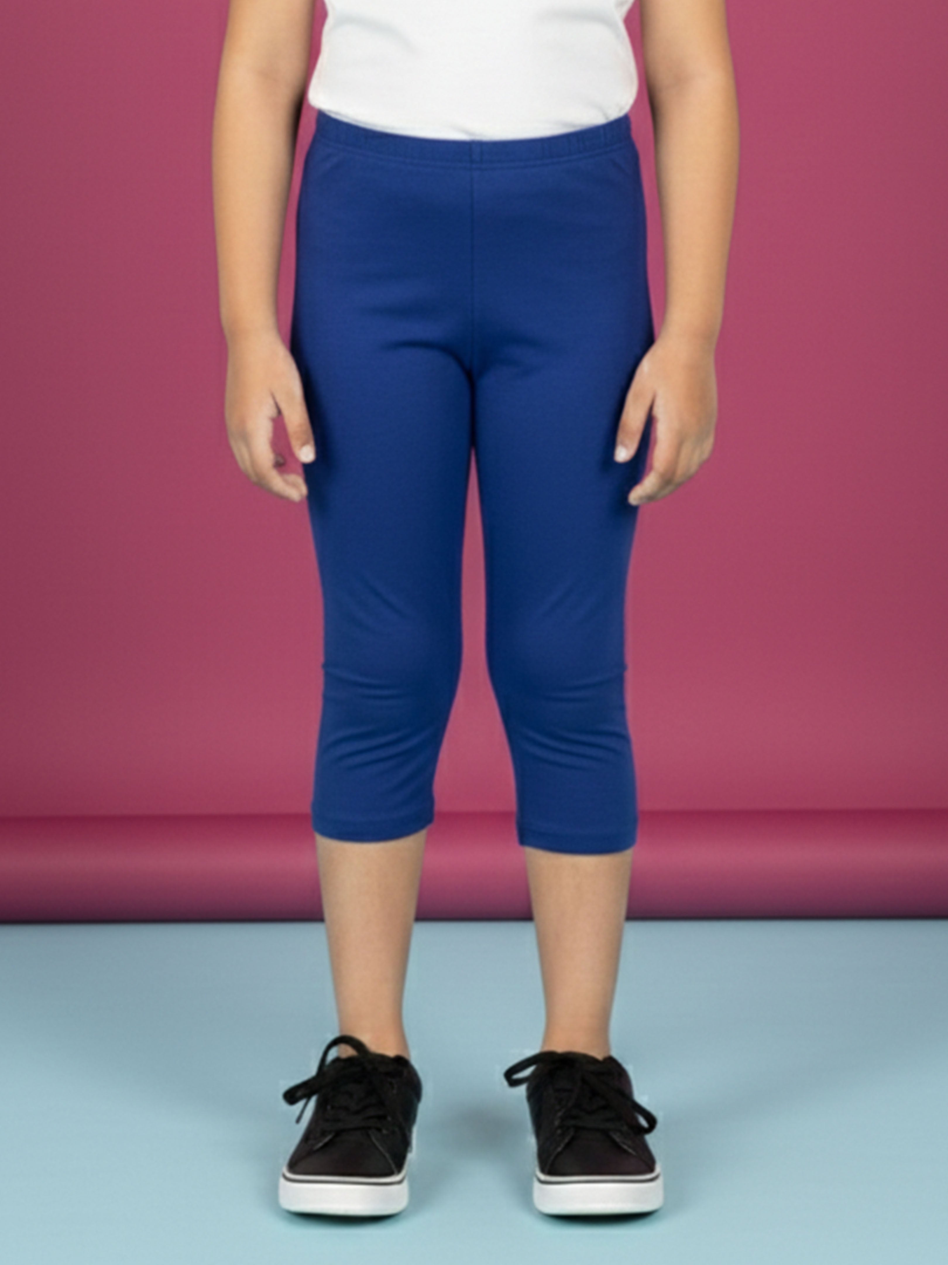 Kiddopanti Girls Cotton Solid Capri Legging