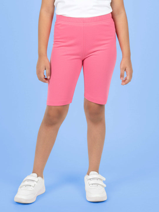 Kiddopanti Girls Cotton Spandex Solid Knee Length Skniny Fit Cycling Shorts