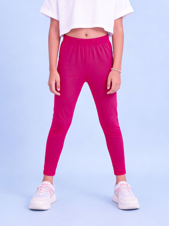 Kiddopanti Girls Cotton Knit Spandex Solid Legging