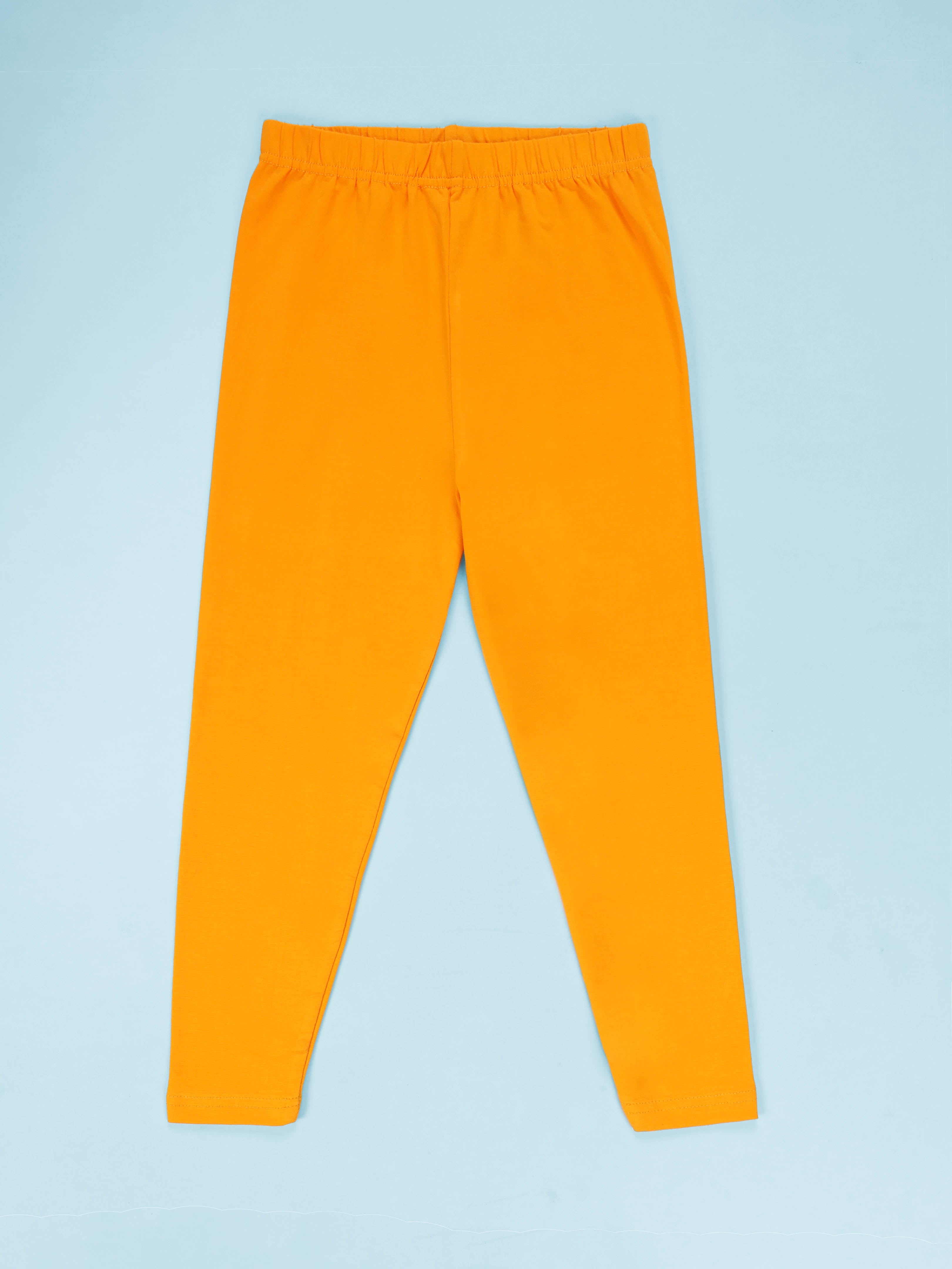 KiddoPanti Girls Solid Slim Fit Cotton Stretch Leggings with Elastic Waist – Everyday Wear