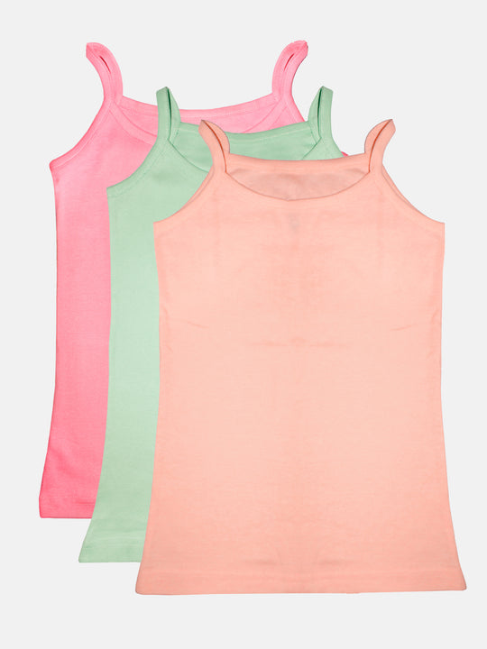 Girl's Cotton Solid Camisole Pack of 3