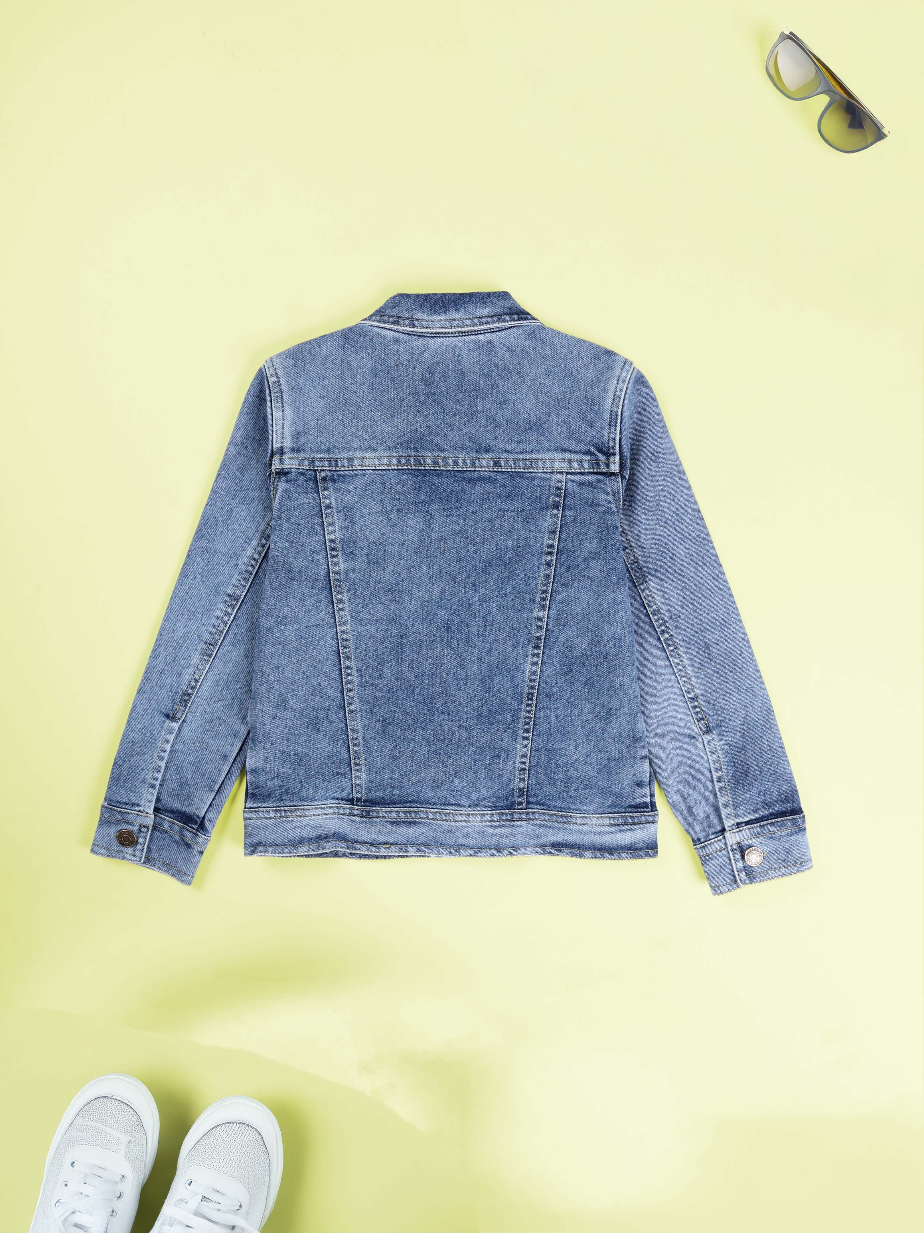 Boys Denim Woven Solid Jacket