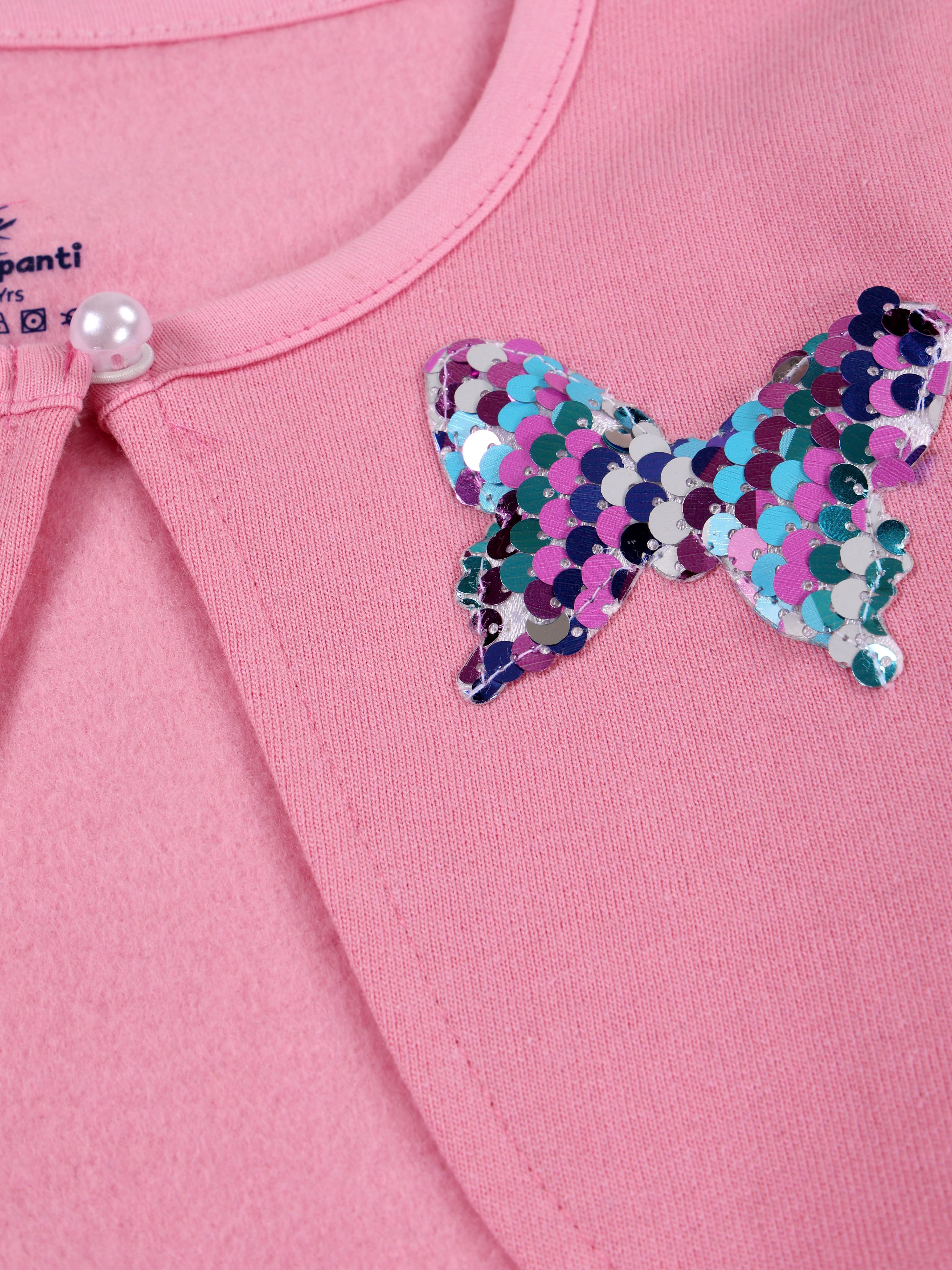 Girls Full Sleeve Crop Shrug With Applique