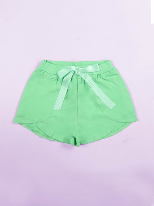 Girls Over Lap Shorts With Bow