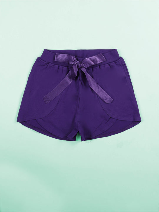 Girls Over Lap Shorts With Bow