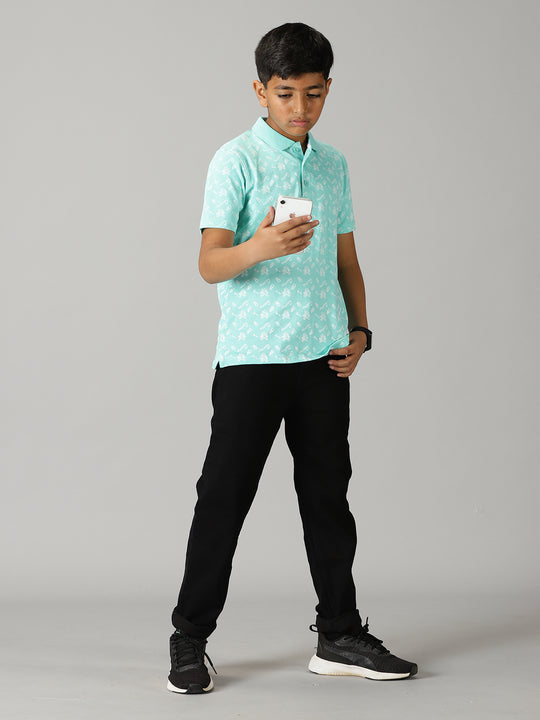 Boys Polo Tee & Basic 5 Pkt Casual Pant Set