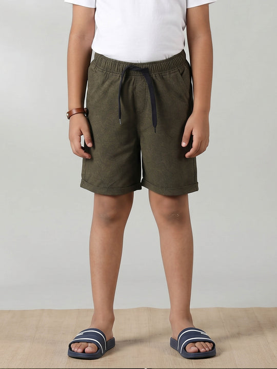 Kiddopanti Boys Cotton Woven Solid Basic Roll Up Shorts