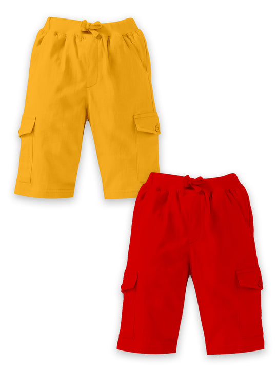 Boys Solid Knit Cargo Short Pack Of 2