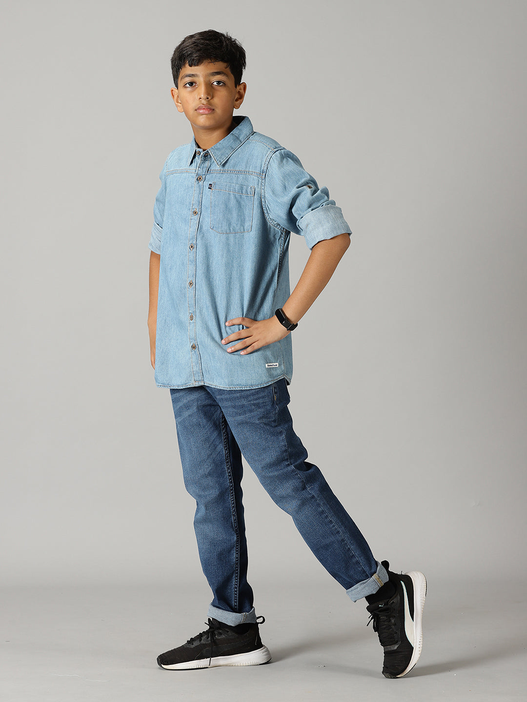 Boys Full Sleeve Denim Shirts Basic Pocket Denim Pant Set